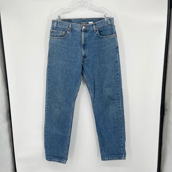 Vintage Levi's 550 Jeans Blue Denim Straight Leg Cotton Black Batwing Mens 36x32 - Picture 1 of 8